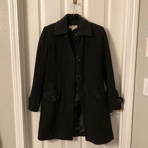 JLo by Jennifer Lopez black felt dress coat, size PXS